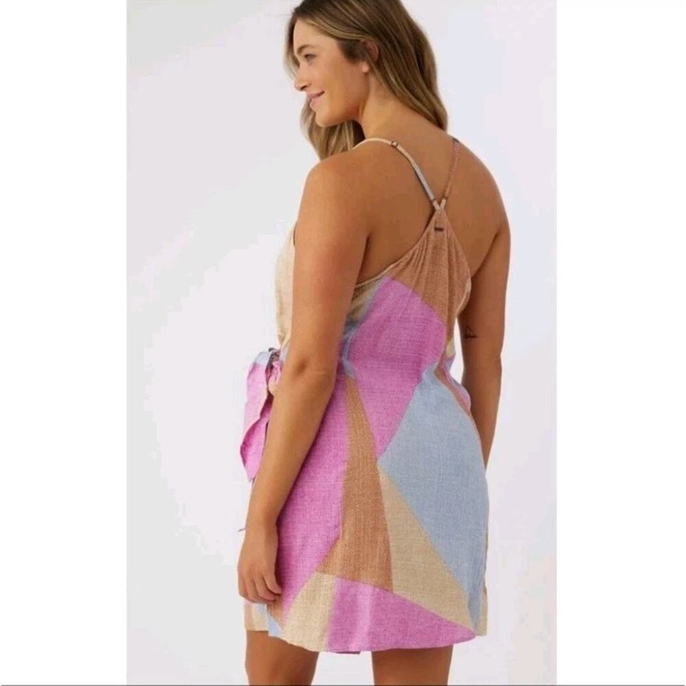 O'Neill 100% Viscose Marlo Colorful Colorblock Light Racerback Minidress Wrap Xl - Picture 2 of 8